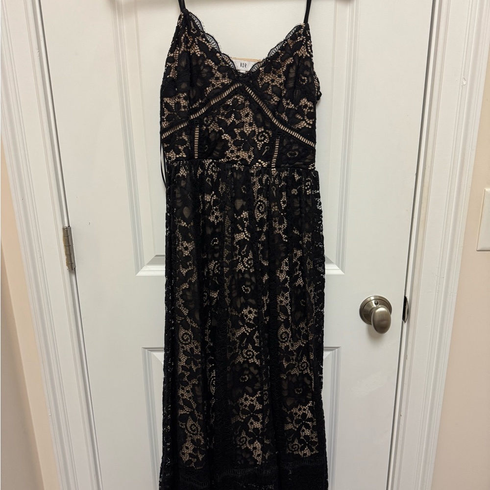NSR Black and Cream Lace Maxi Dress
